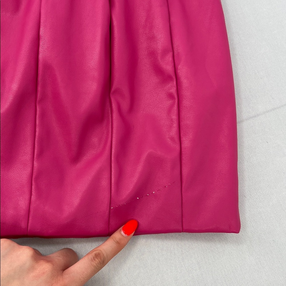 Faux leather hot pink rhinestone mini dress S Barbiecore party club Vegas Bday - Picture 12 of 16